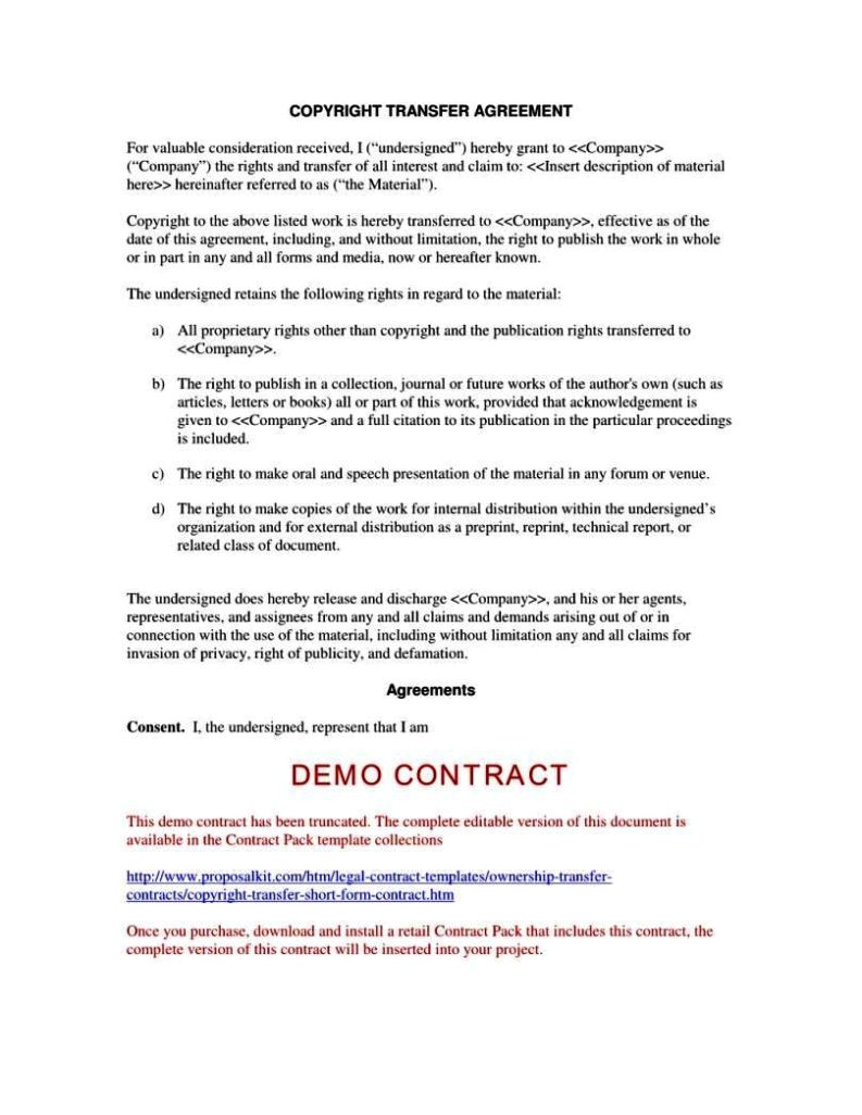 copyright contract template free