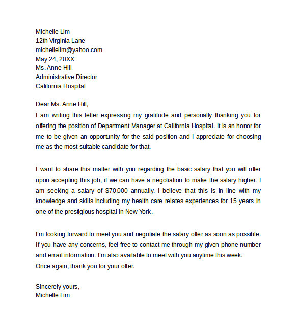 Counter Offer Email Template Sample Counter Offer Letter 6 Free Documents Download