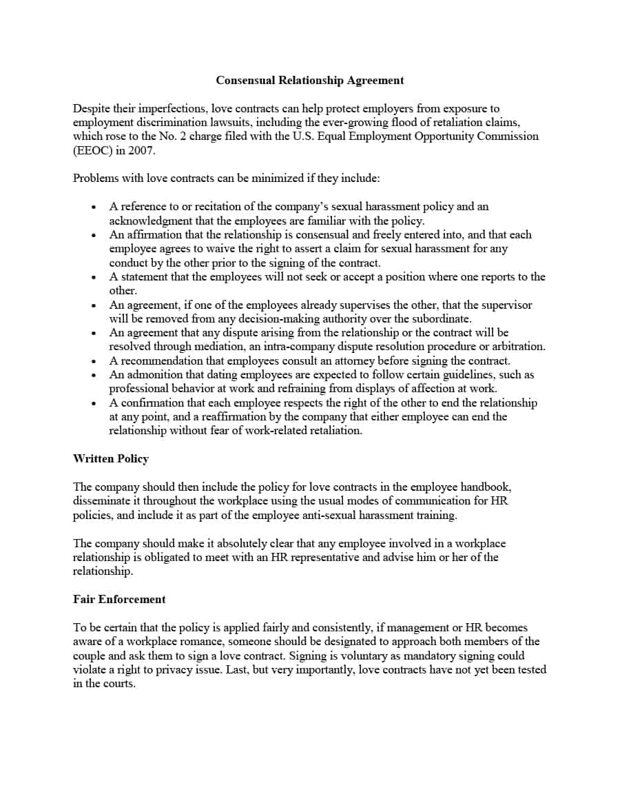 Couples Contract Template 1 Couples Contract Template 20 Relationship Contract Templates Relationship Agreements