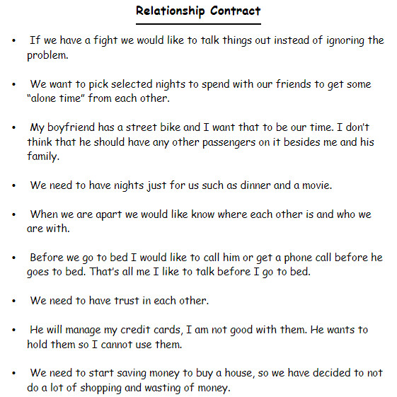 relationship contract templates