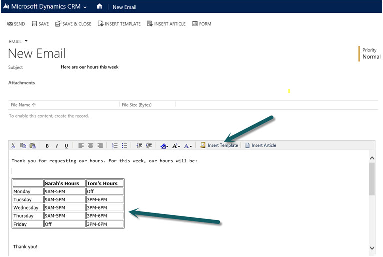 Create Email Template Microsoft Dynamics Crm Using HTML to format Text In Email Powerobjects