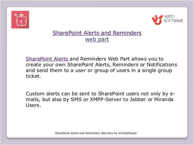 sharepoint alerts reminders web part