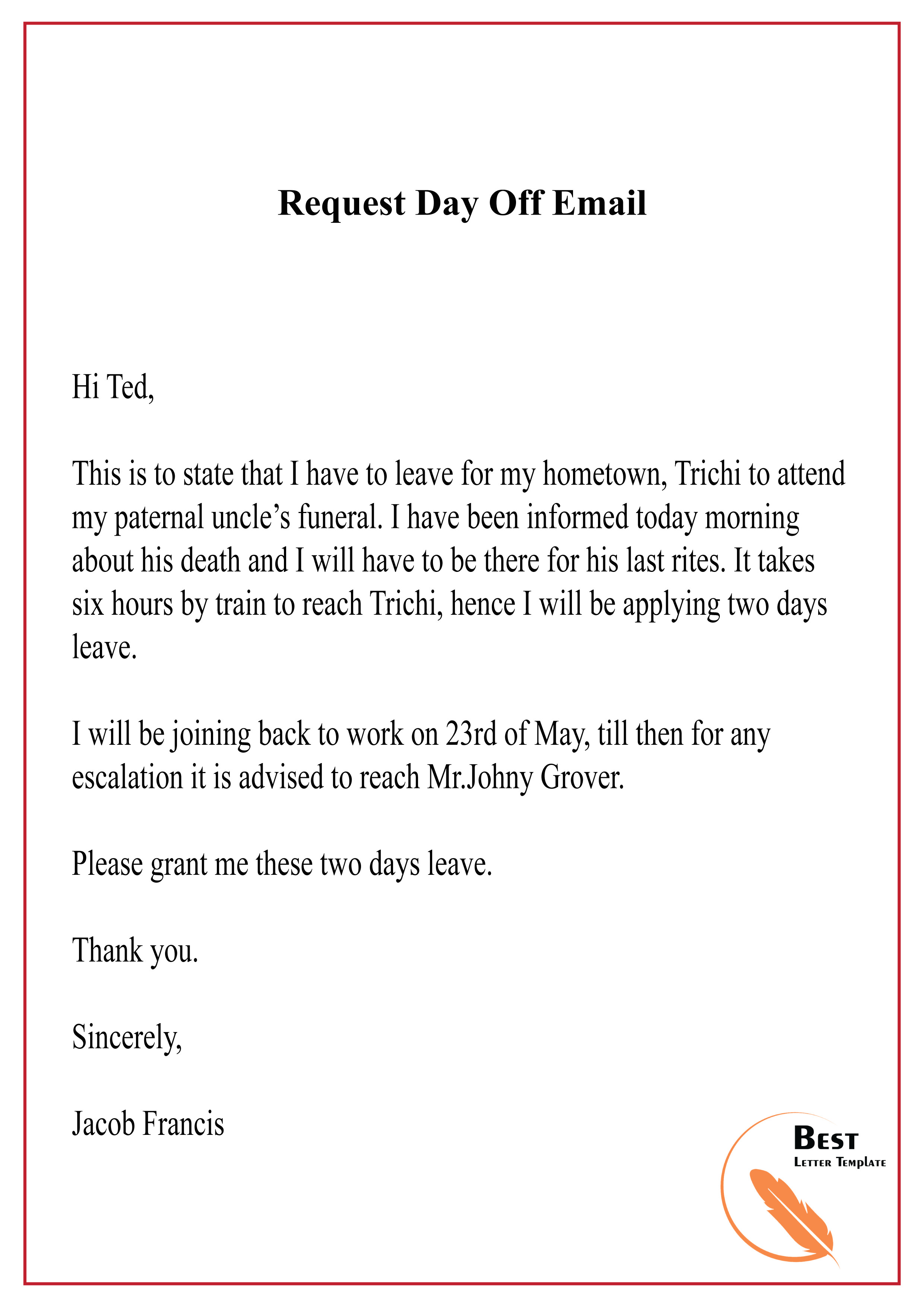 request day off email 01
