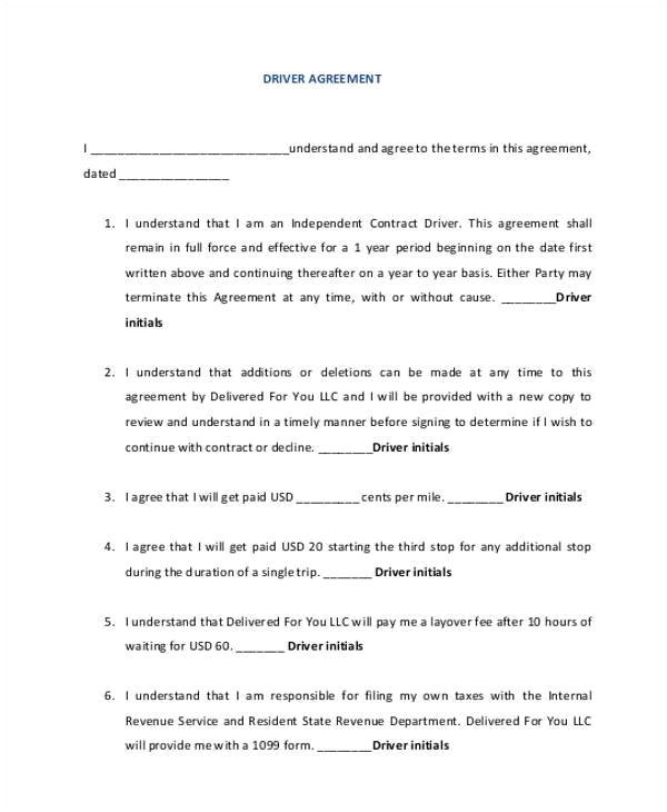 independent contractor driver agreement