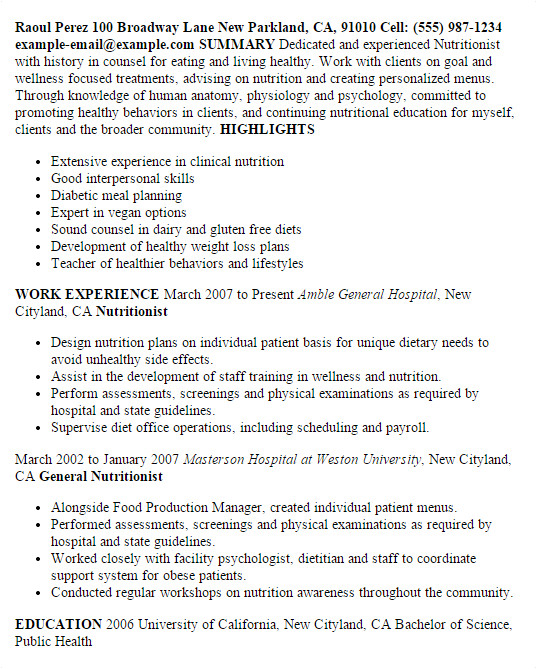 clinical nutrition assistant job description