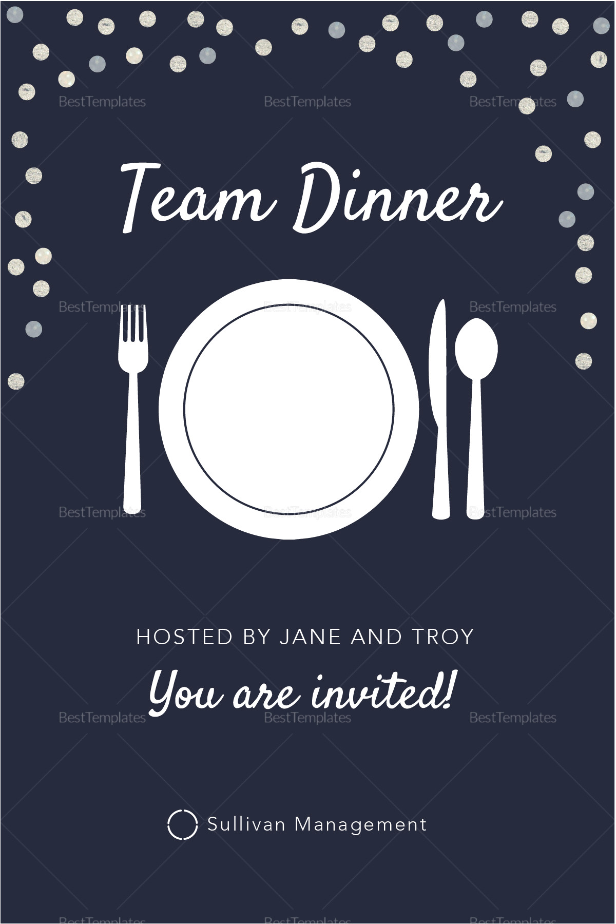 elegant team dinner invitation