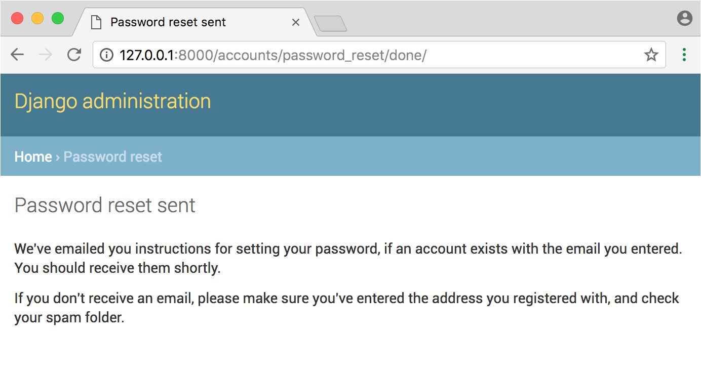 django user authentication tutorial password reset