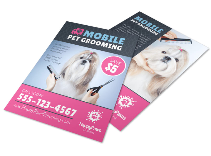mobile pet grooming flyer template