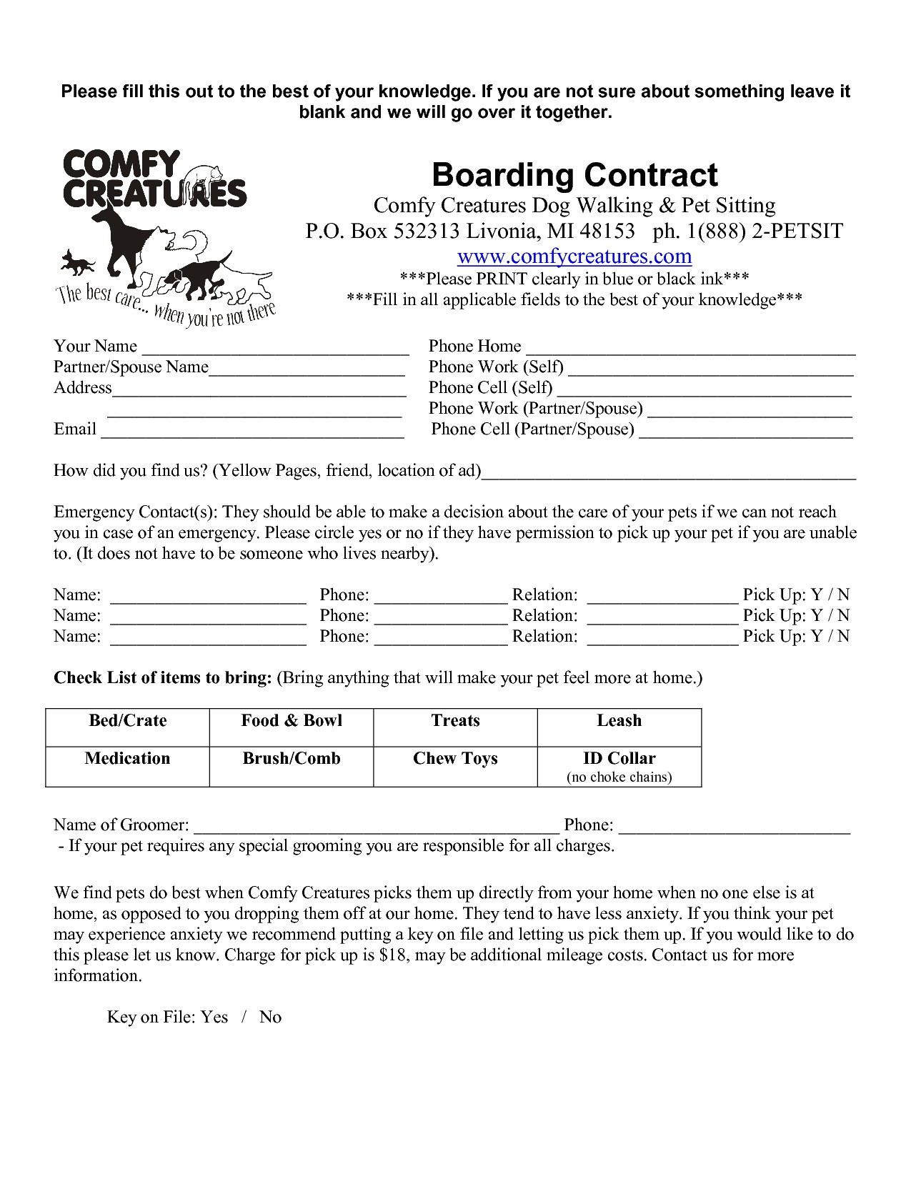 pet sitting agreement contract excellent 8 best of free templates blank printable dog yo d41288