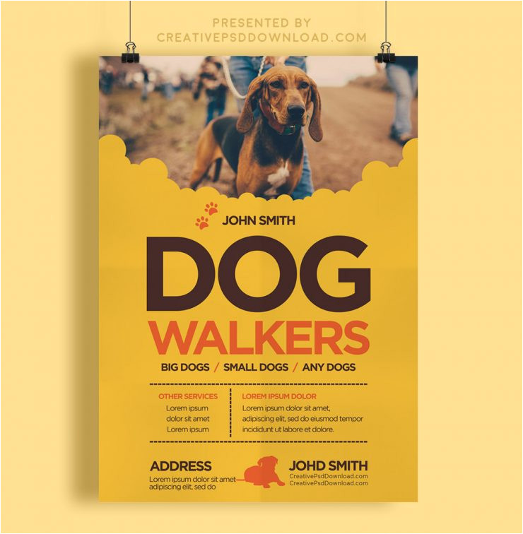 creative dog walkers flyer template