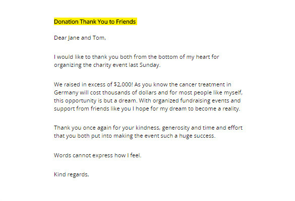 donor thank you letter template