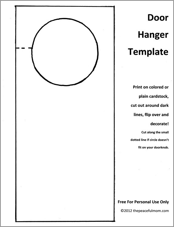 door knob hanger template free