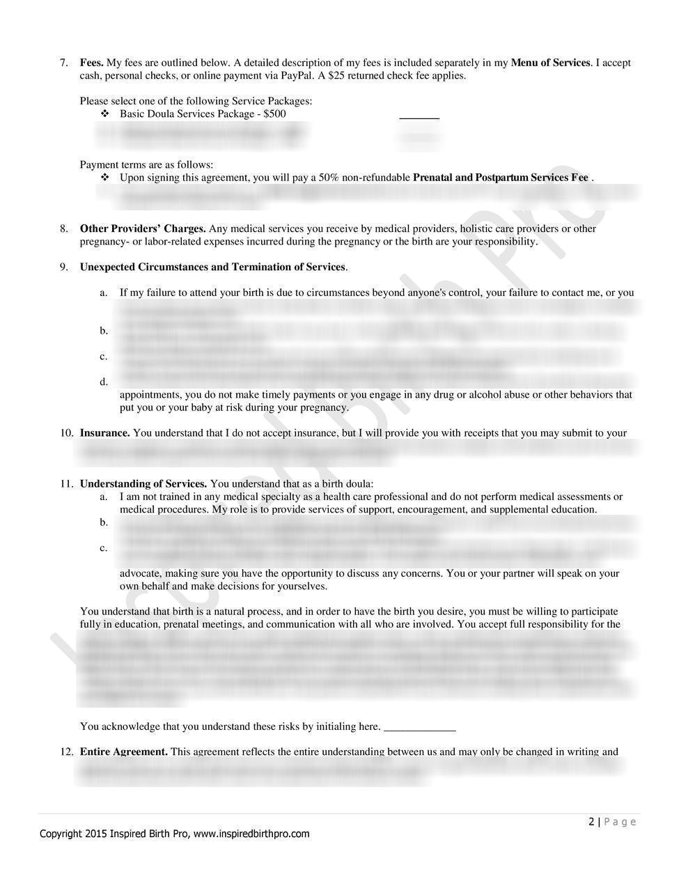 savvy doula business forms