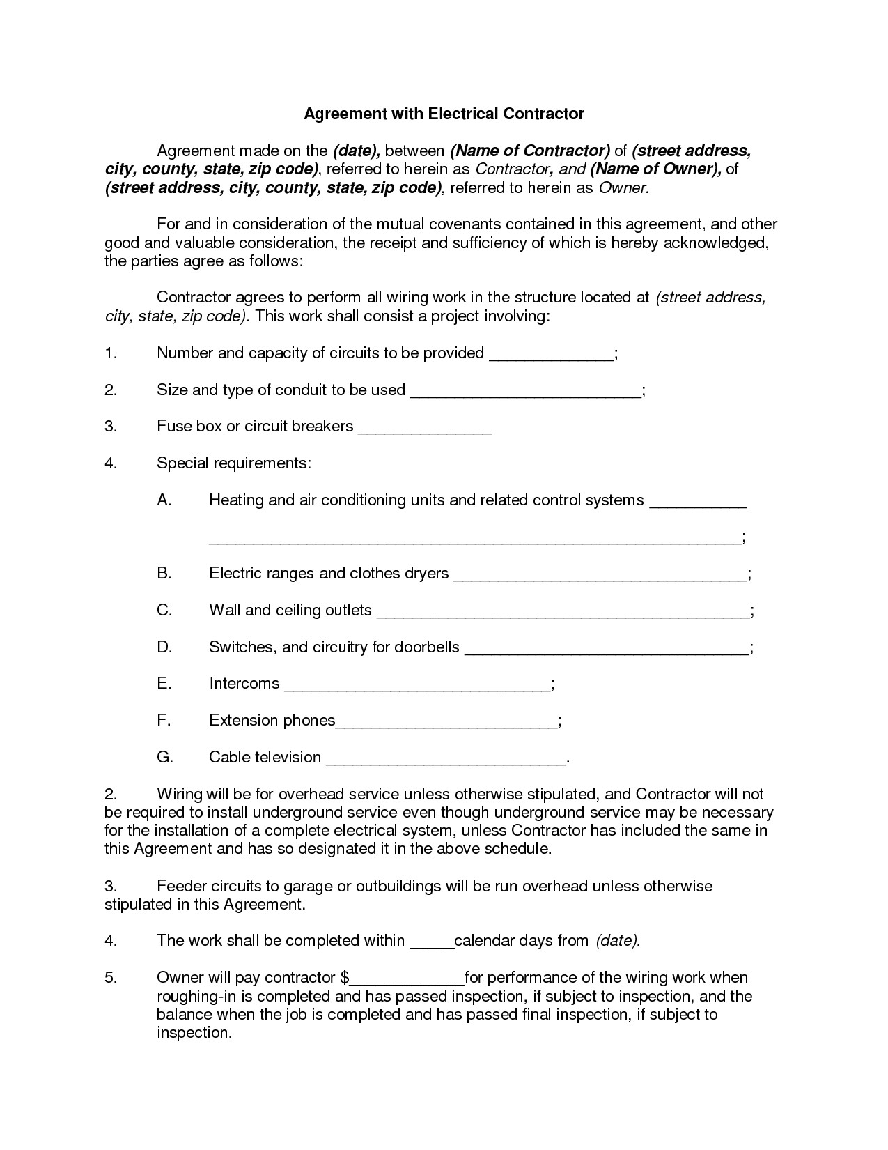post standard contract agreement template 385175