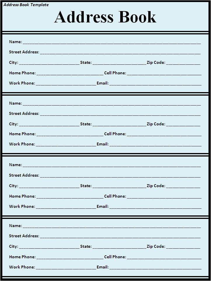 address book template