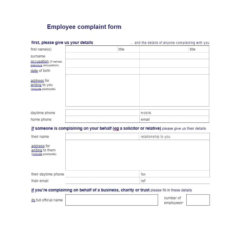 employee complaint form