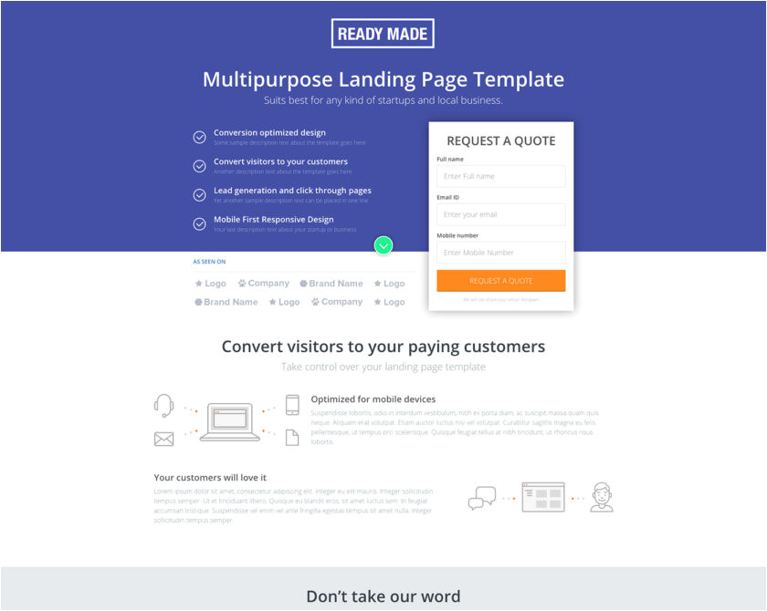 email capture landing page template