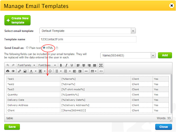 can i customize the content of the email notification that is sent when the form is submitted
