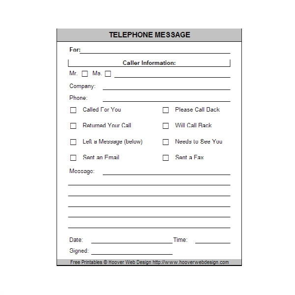 phone message template