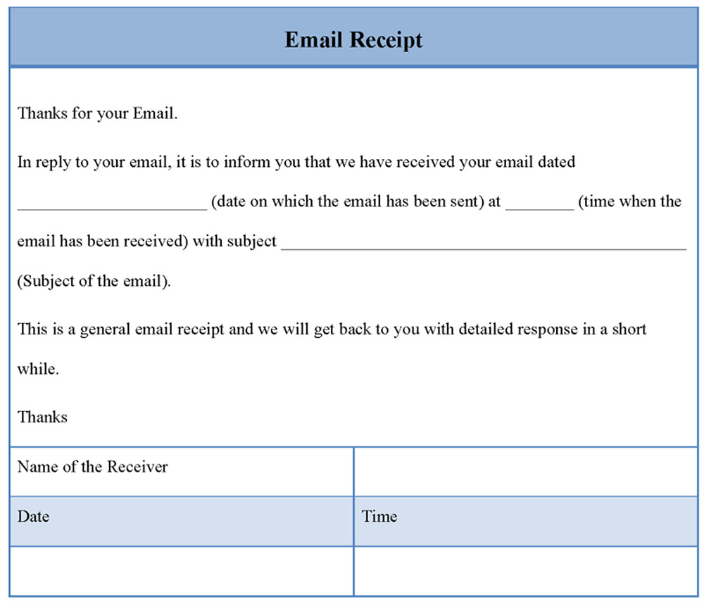 Email Rent Receipt Template Receipt Template for Email Sample Of Email Receipt