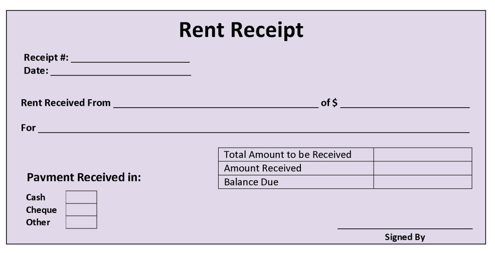 house rent receipt template