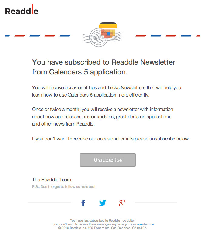 subscription confirmation readdle