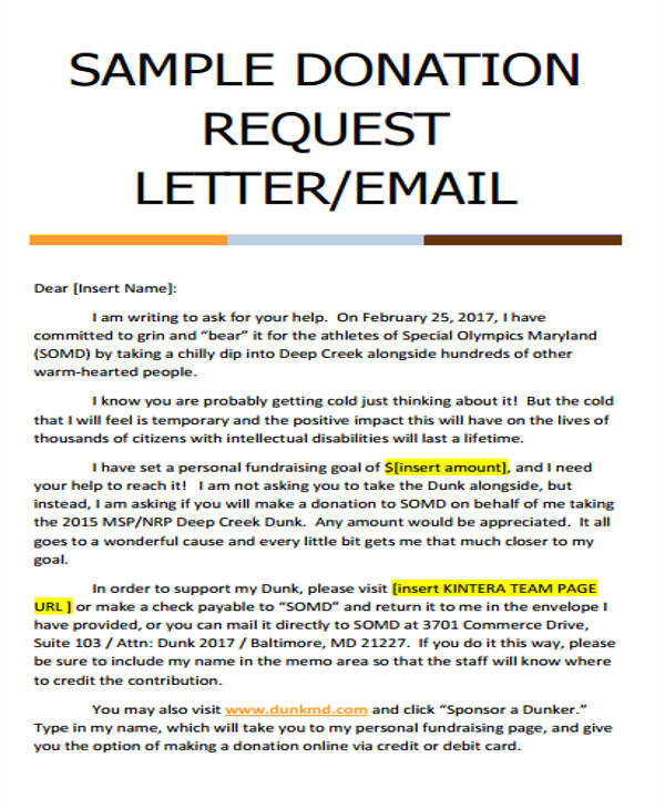 donation letter example