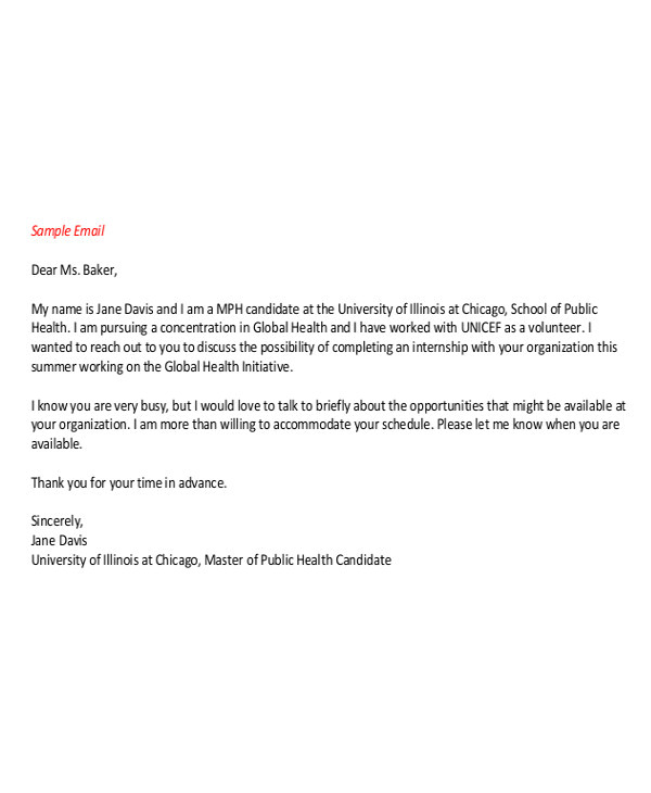 Email Template asking for Internship 6 Internship Email Examples Samples Pdf Examples