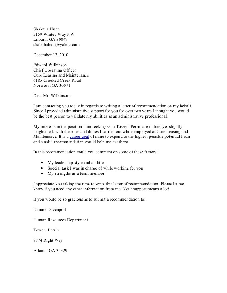 request for recommendation letter
