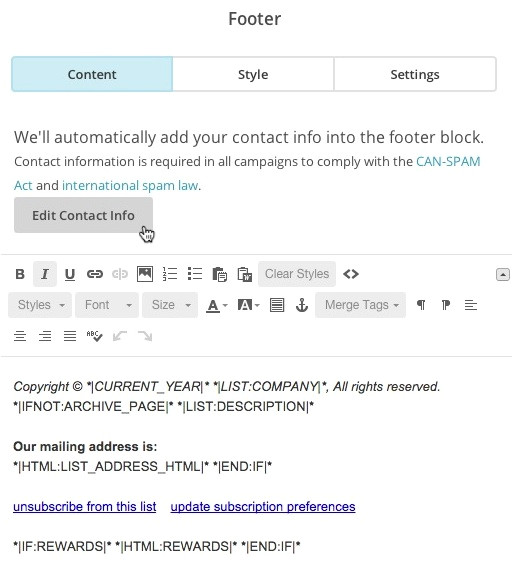 customize your footer content