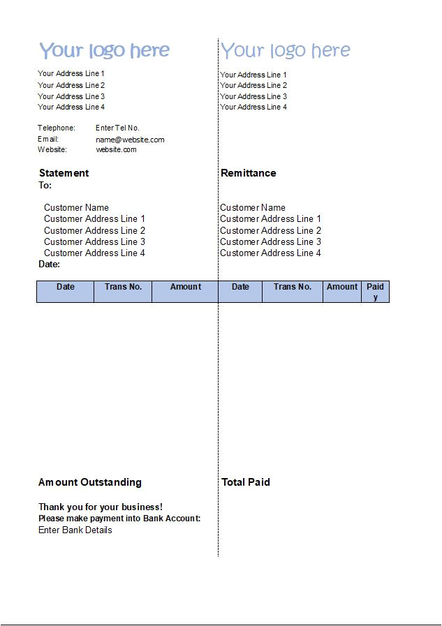 statement of account template