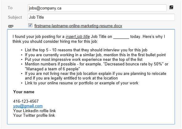 Email Template to Apply for Job Email Template for Successful Online Job Applications