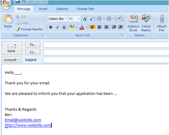how to create an email template in microsoft outlook 2007