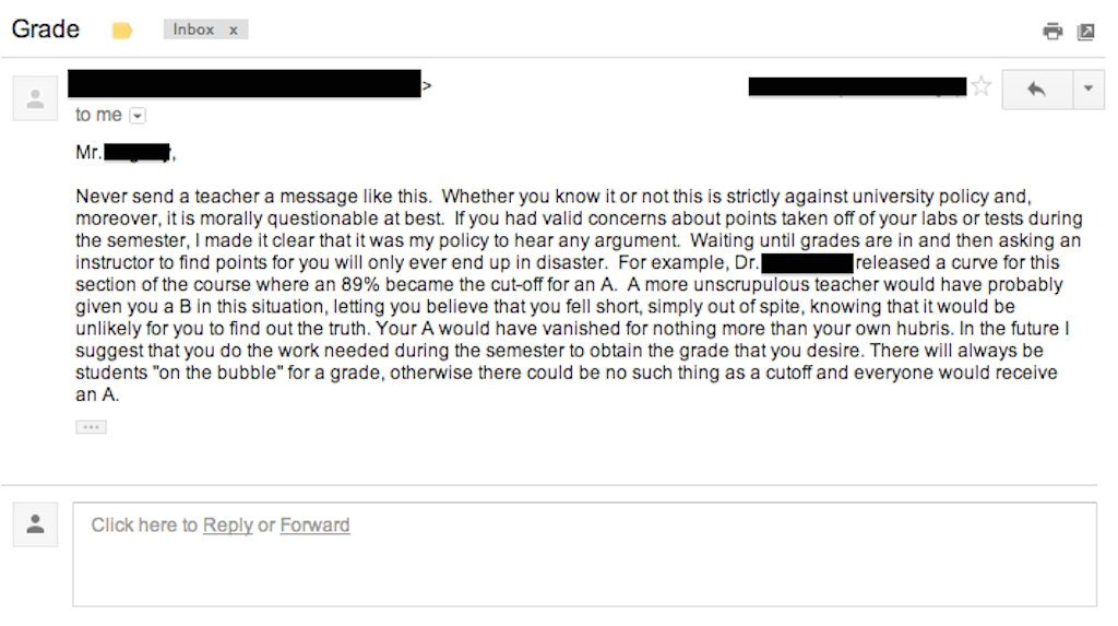 professor destroys student email grade bump 2013 12