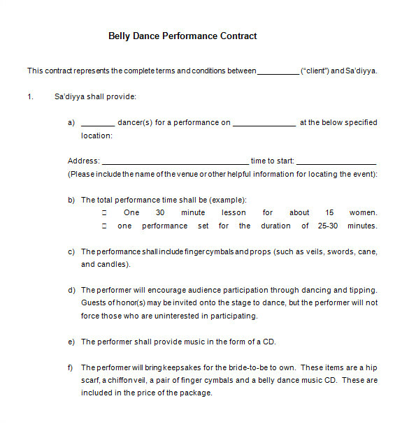 performance contract template