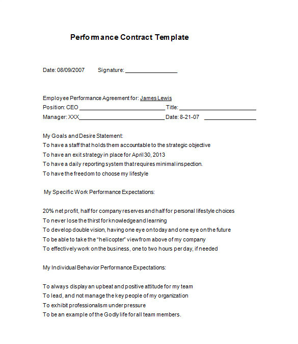 Employee Performance Contract Template 15 Performance Contract Templates Word Pdf Google