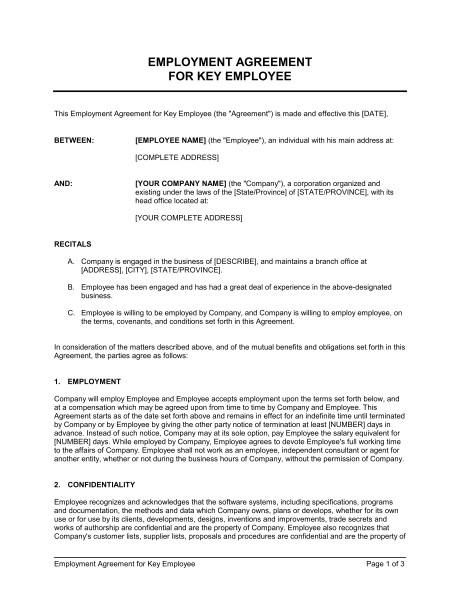 employment agreement key employee d546
