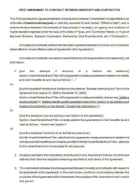 contract amendment template