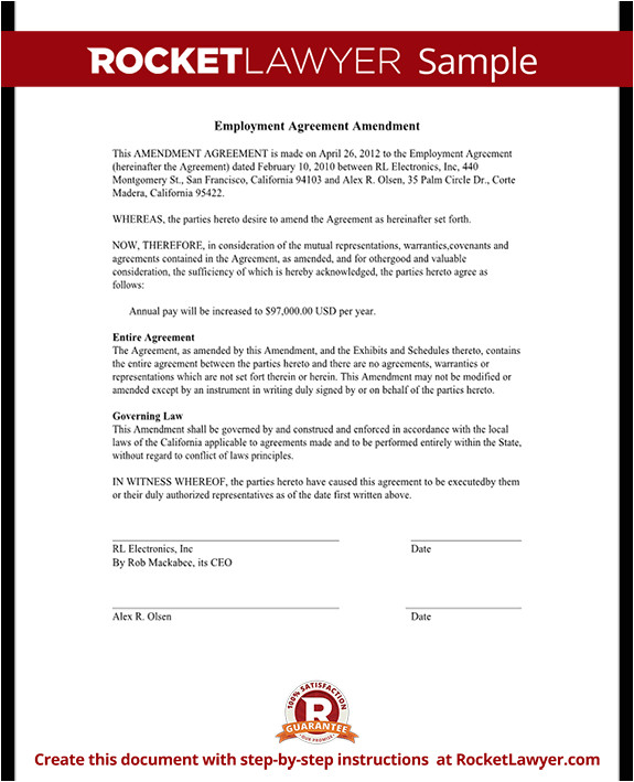 employment agreement amendment rl