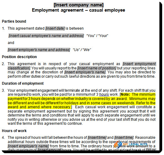 casual employment contract