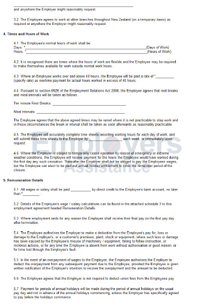 part time employment contract agreement product