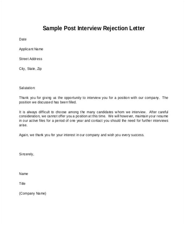 job rejection letters