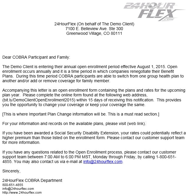 Enrollment Email Template Cobra Open Enrollment Guide 24hourflex