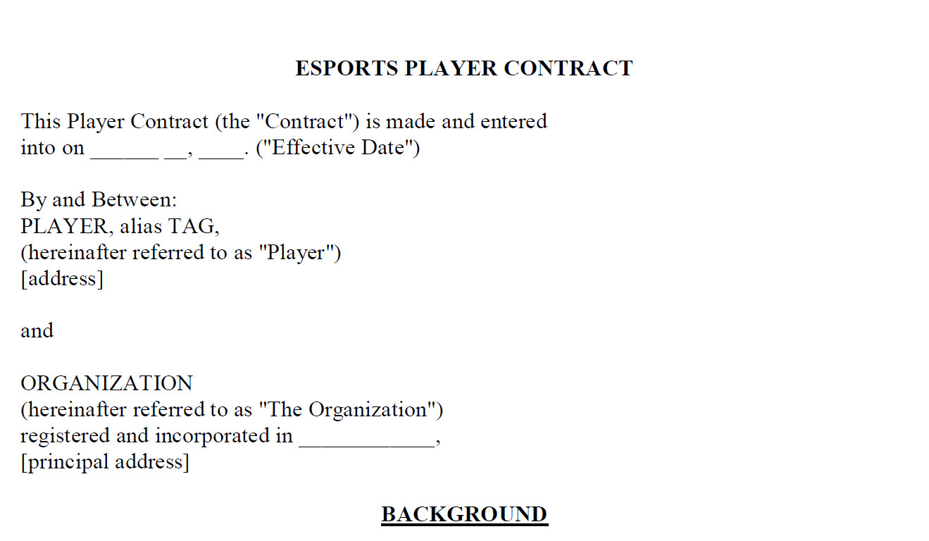 creating an esport player contract template part 1