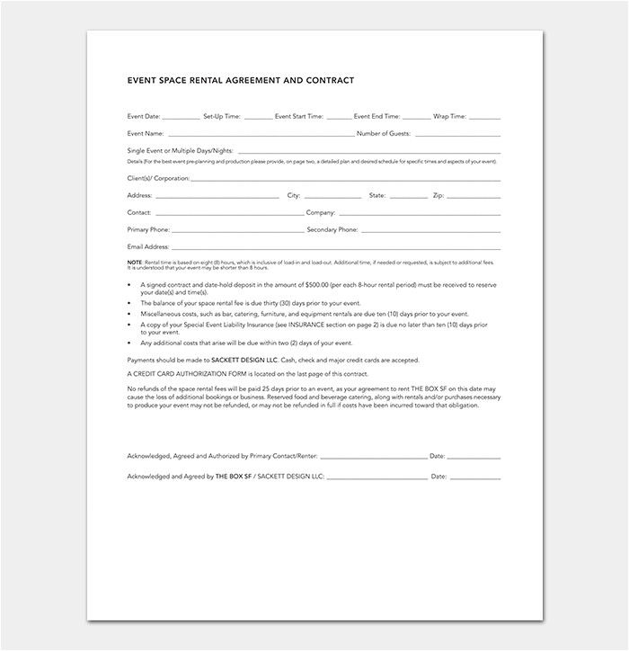 event contract template