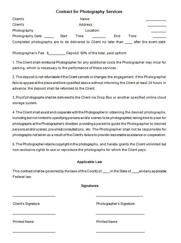 event planner contract sample