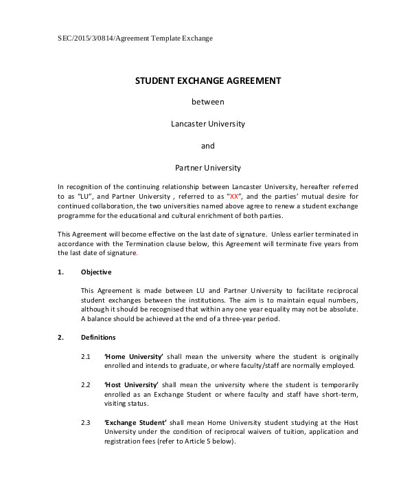 student agreement contract