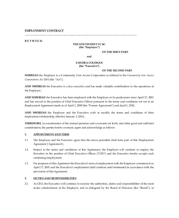 executive employment contract