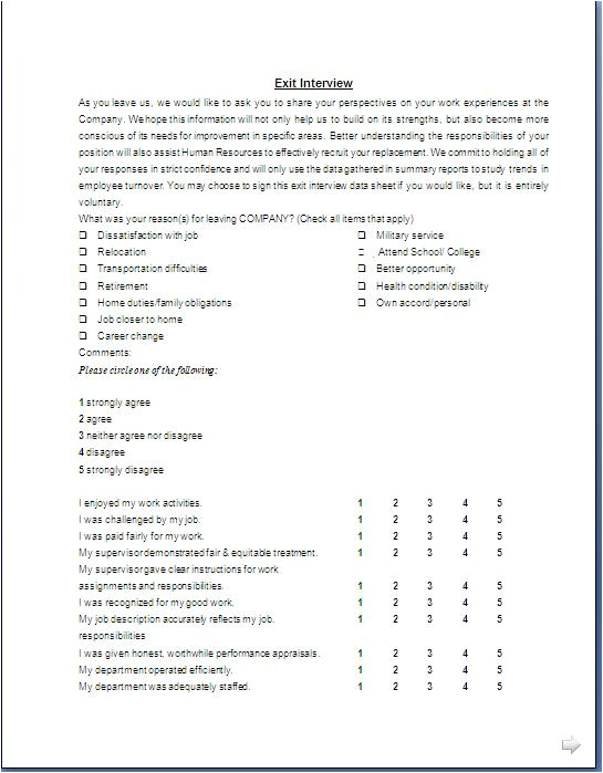 exit interview form format in doc pdf
