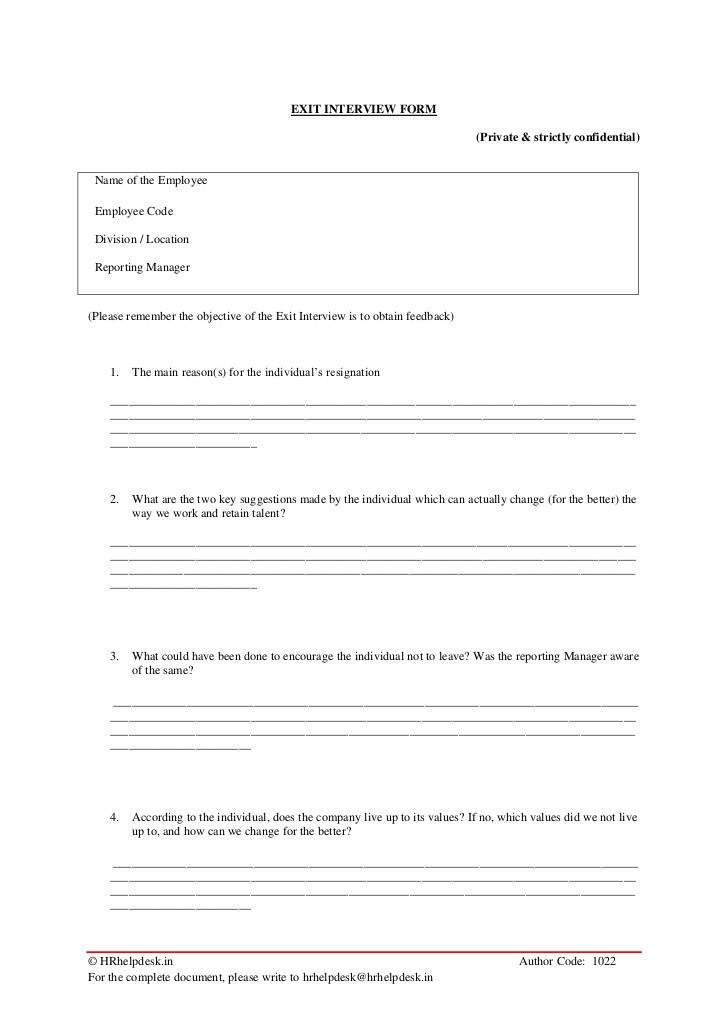 product 4 exit interview form